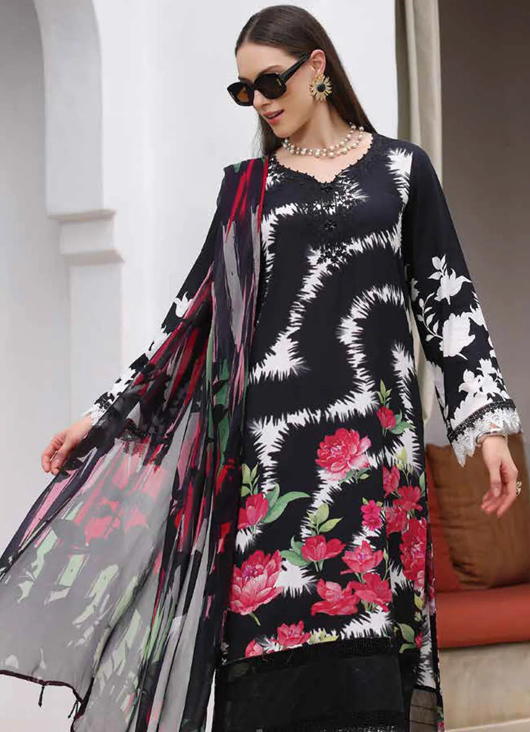 Aafreen by Riaz Arts Chikankari Viscose Suit Unstitched 3 Piece RA24AV AF-130 - Winter Collection