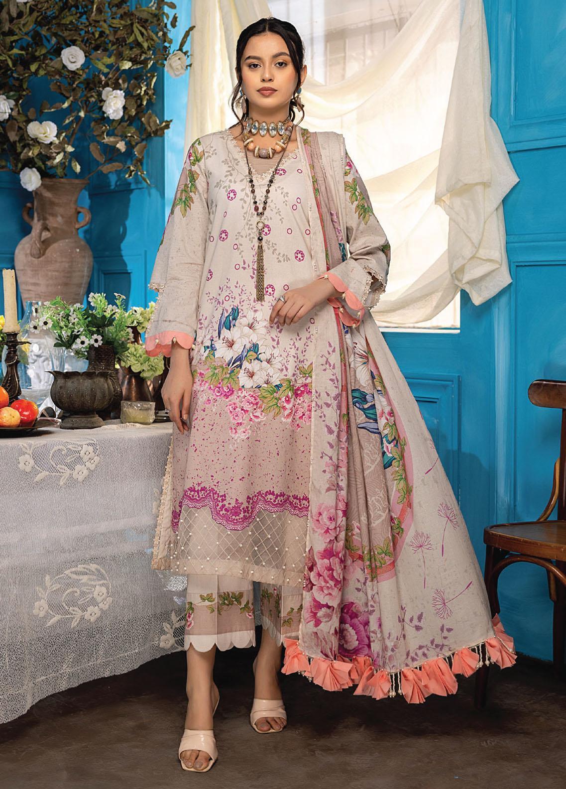 Aangan By Humdum Printed Lawn Suits Unstitched 3 Piece HD23AL D-07 ...