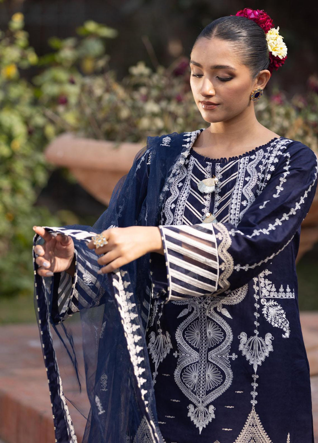 Aangan by Noorangi Embroidered Lawn Suits Unstitched 3 Piece NR22ANG Sumbal - Luxury Collection