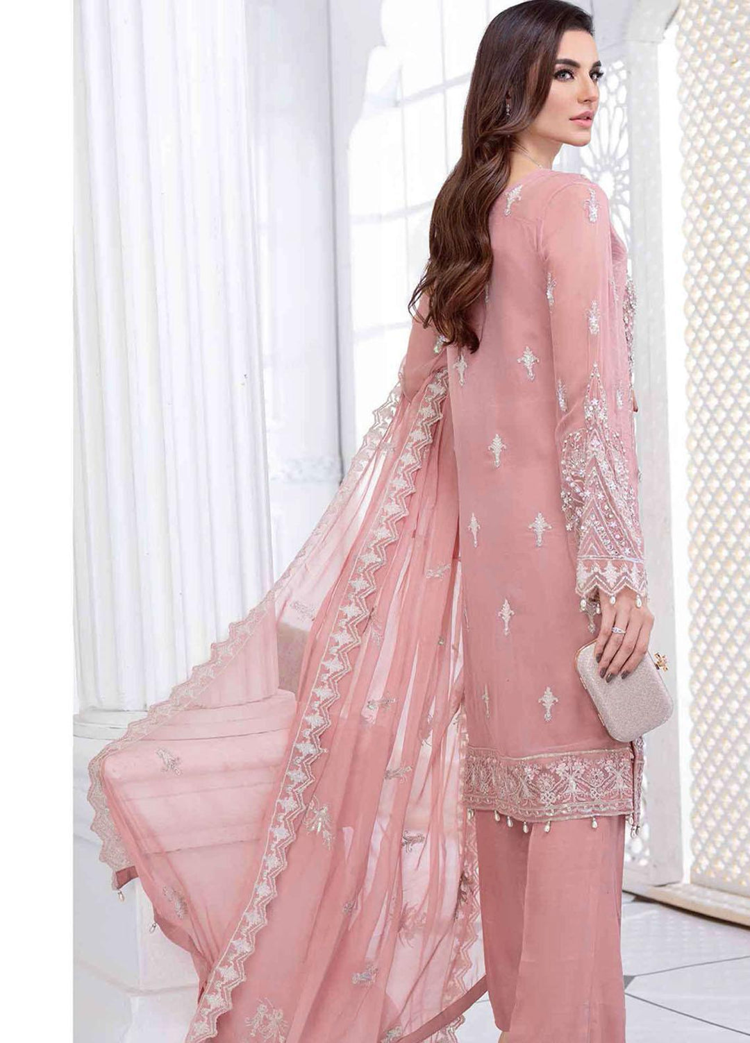 Aashna by Meeral Embroidered Chiffon Suits Unstitched 4 Piece MRL21A 05-GHAZAL - Luxury Collection