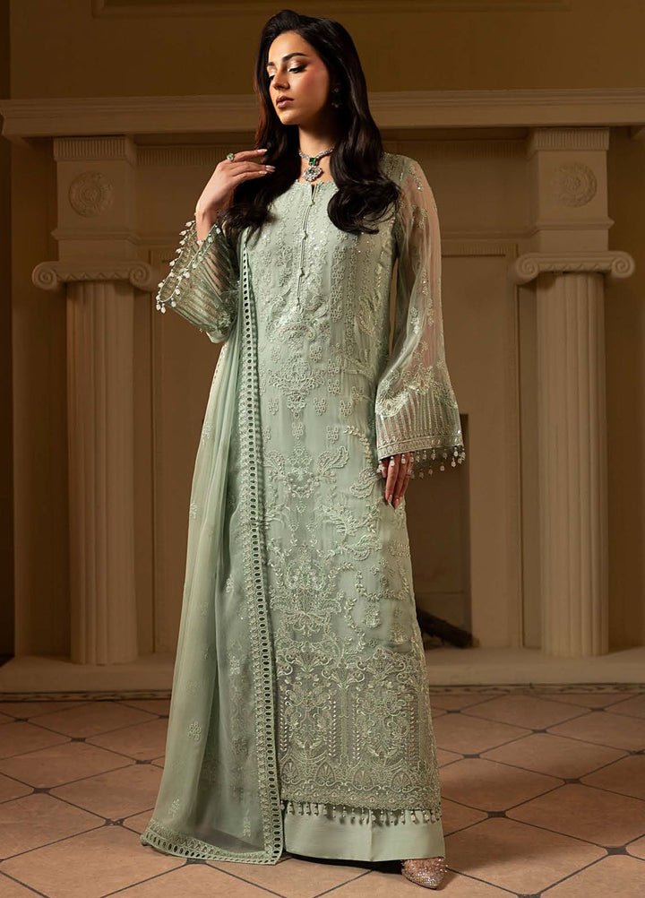 Aashnai by Lavish Embroidered Chiffon Suits Unstitched 3 Piece LVP24AC D-02 Sage Mist - Formals Collection