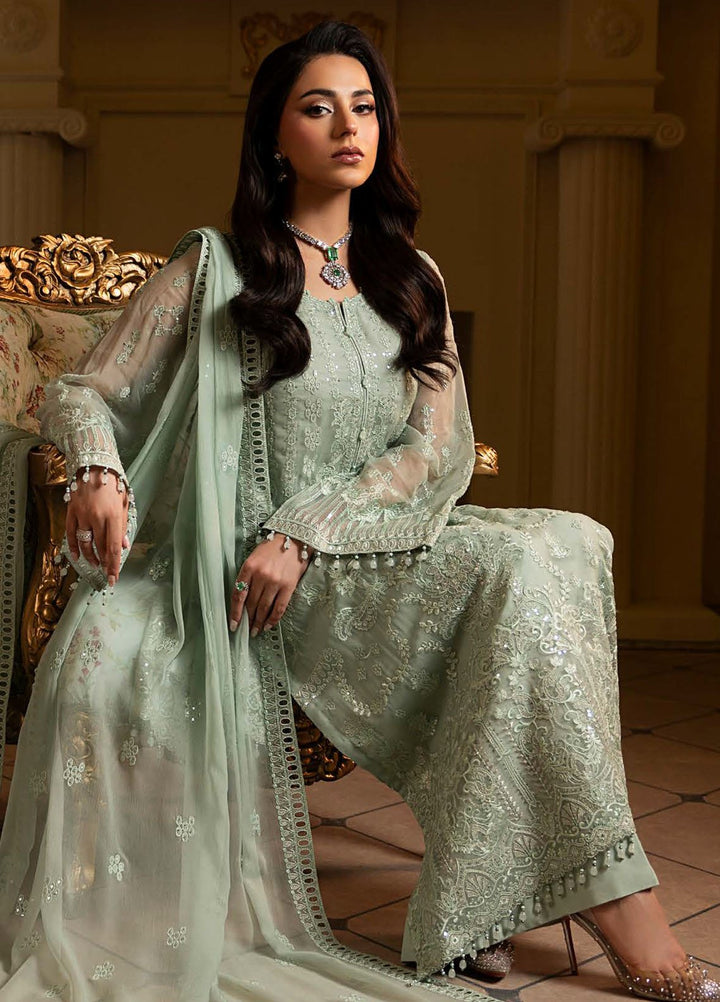 Aashnai by Lavish Embroidered Chiffon Suits Unstitched 3 Piece LVP24AC D-02 Sage Mist - Formals Collection