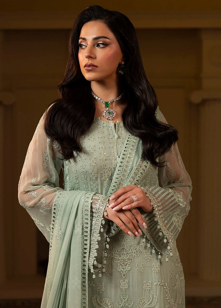Aashnai by Lavish Embroidered Chiffon Suits Unstitched 3 Piece LVP24AC D-02 Sage Mist - Formals Collection