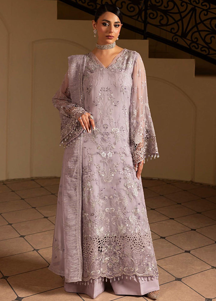 Aashnai by Lavish Embroidered Chiffon Suits Unstitched 3 Piece LVP24AC D-07 Lilac Blis - Formals Collection