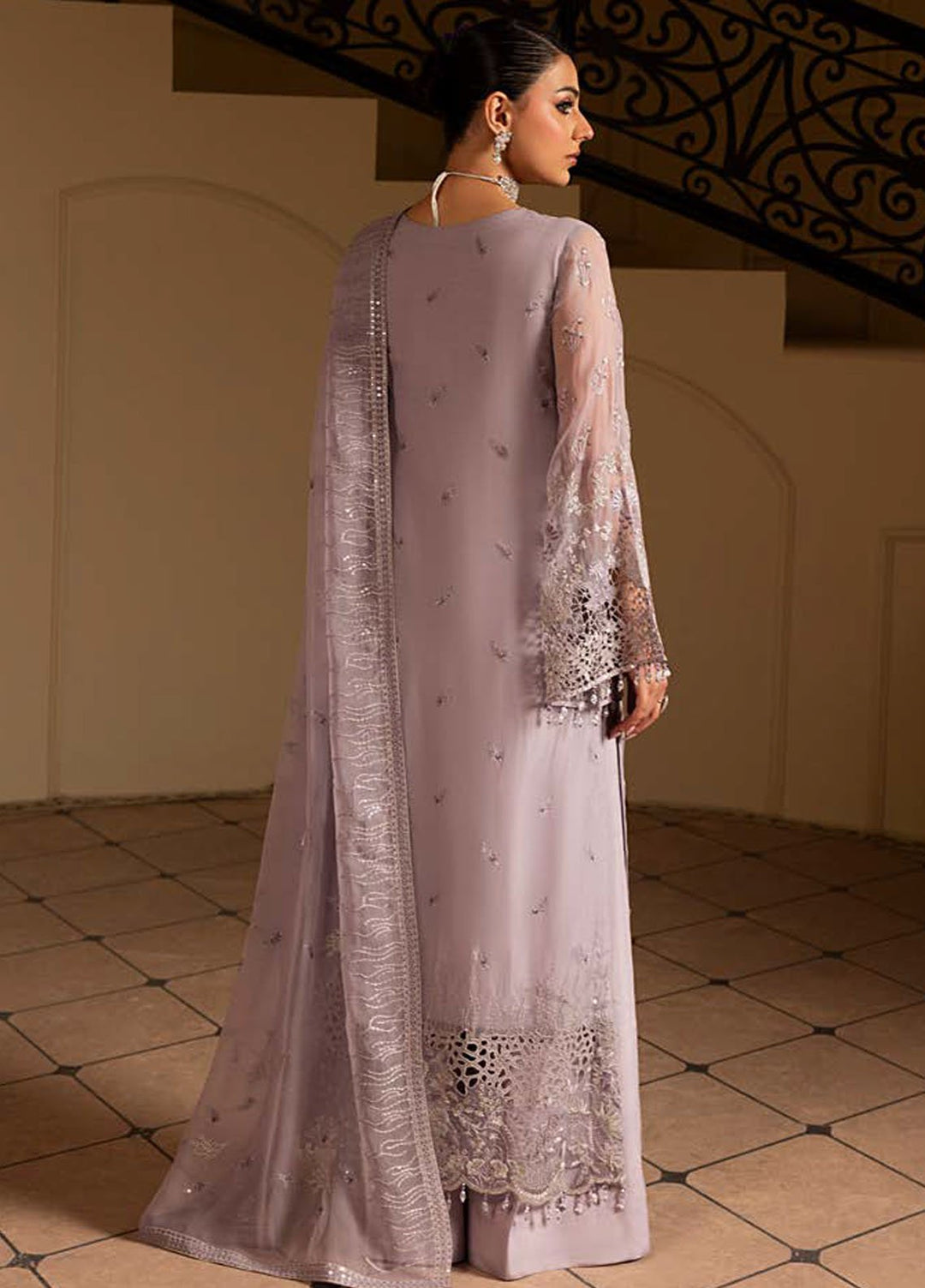 Aashnai by Lavish Embroidered Chiffon Suits Unstitched 3 Piece LVP24AC D-07 Lilac Blis - Formals Collection