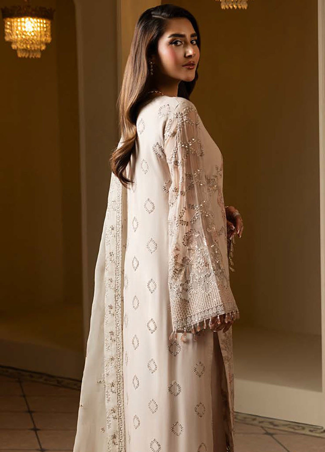 Aashnai by Lavish Embroidered Chiffon Suits Unstitched 3 Piece LVP24AC D-09 Snowfall Dreams - Formals Collection