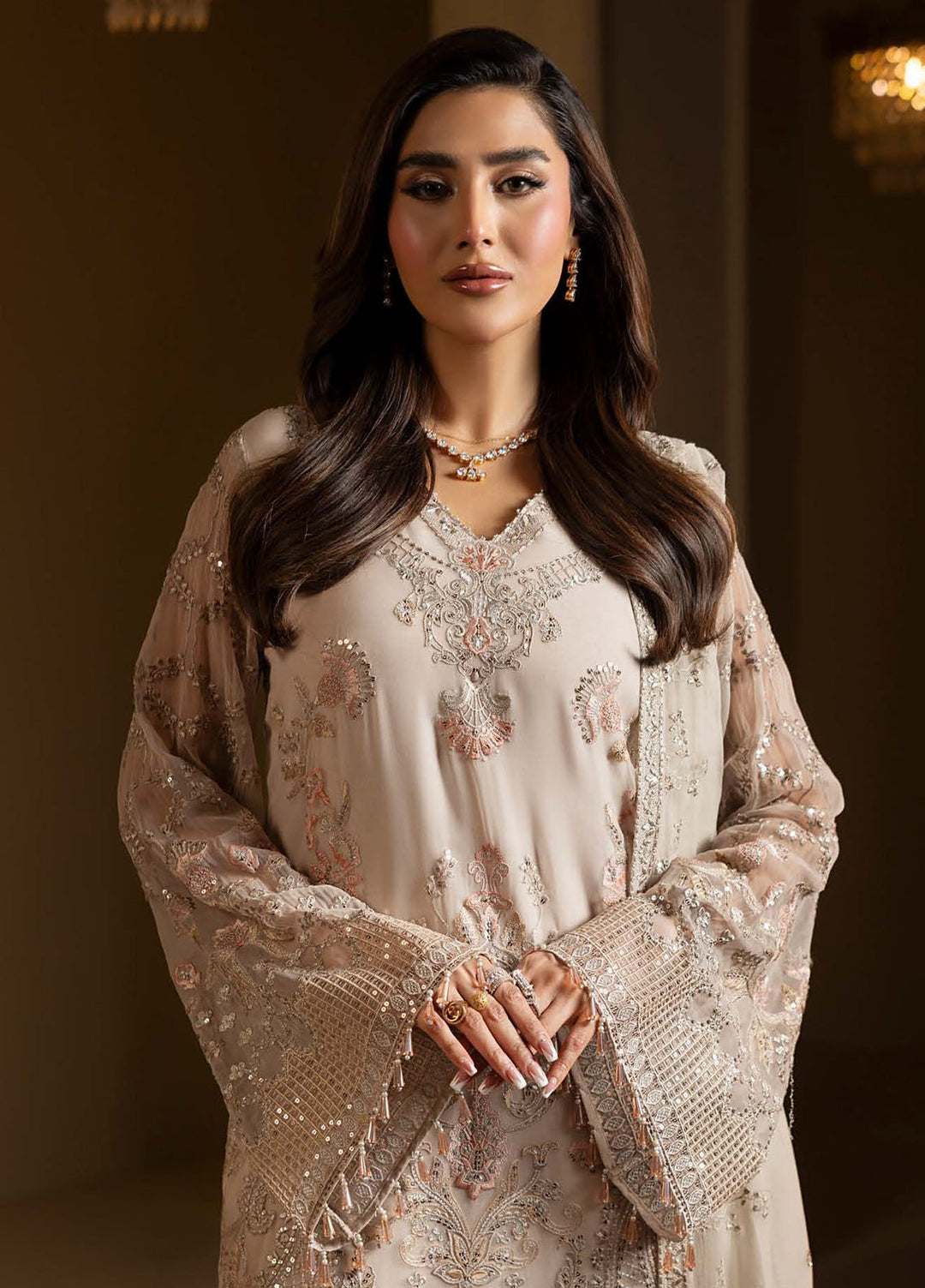 Aashnai by Lavish Embroidered Chiffon Suits Unstitched 3 Piece LVP24AC D-09 Snowfall Dreams - Formals Collection