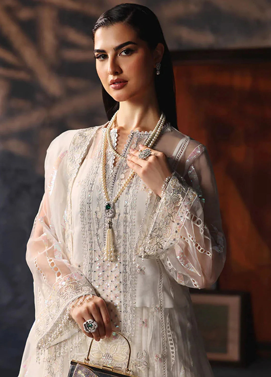 Aatish By Saffron Embroidered Organza Suit Unstitched 4 Piece SFR24A D-02 Mah-e-Khusnuma - Formal Collection