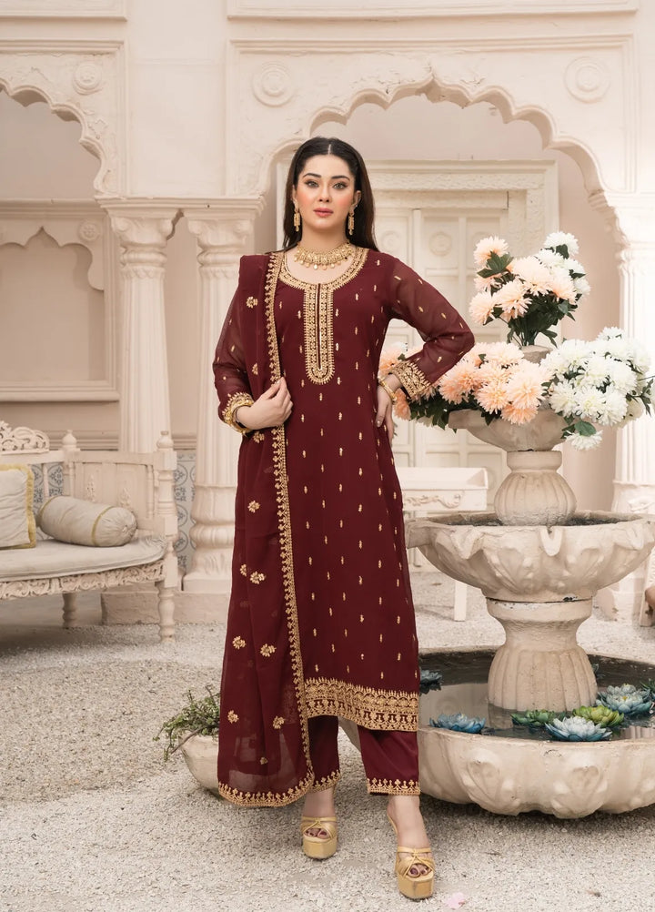 Abaan Zohan Pret Embroidered Chiffon 3 Piece Suit Ada
