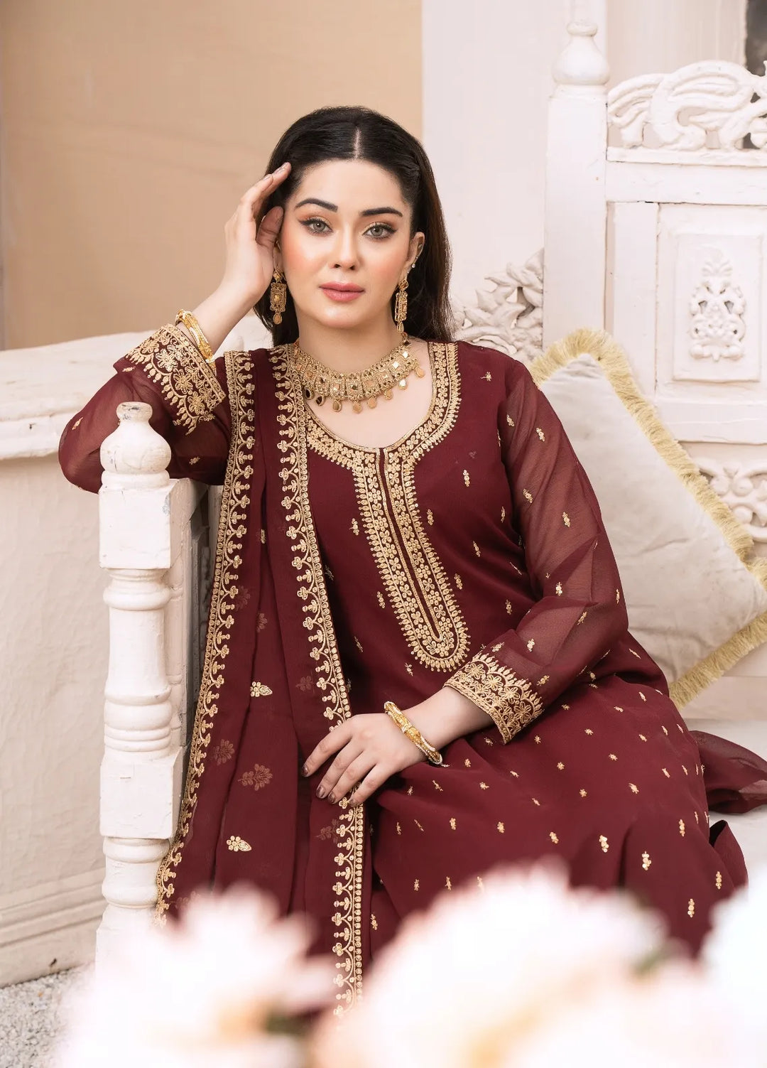 Abaan Zohan Pret Embroidered Chiffon 3 Piece Suit Ada