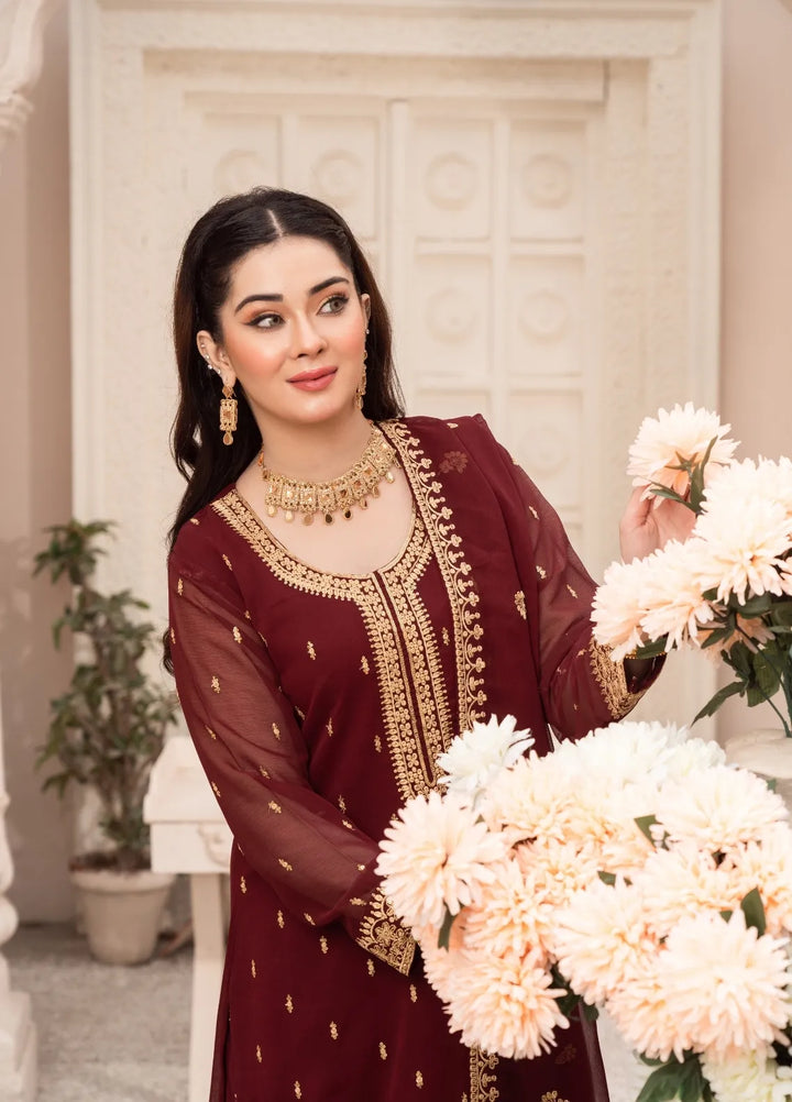 Abaan Zohan Pret Embroidered Chiffon 3 Piece Suit Ada
