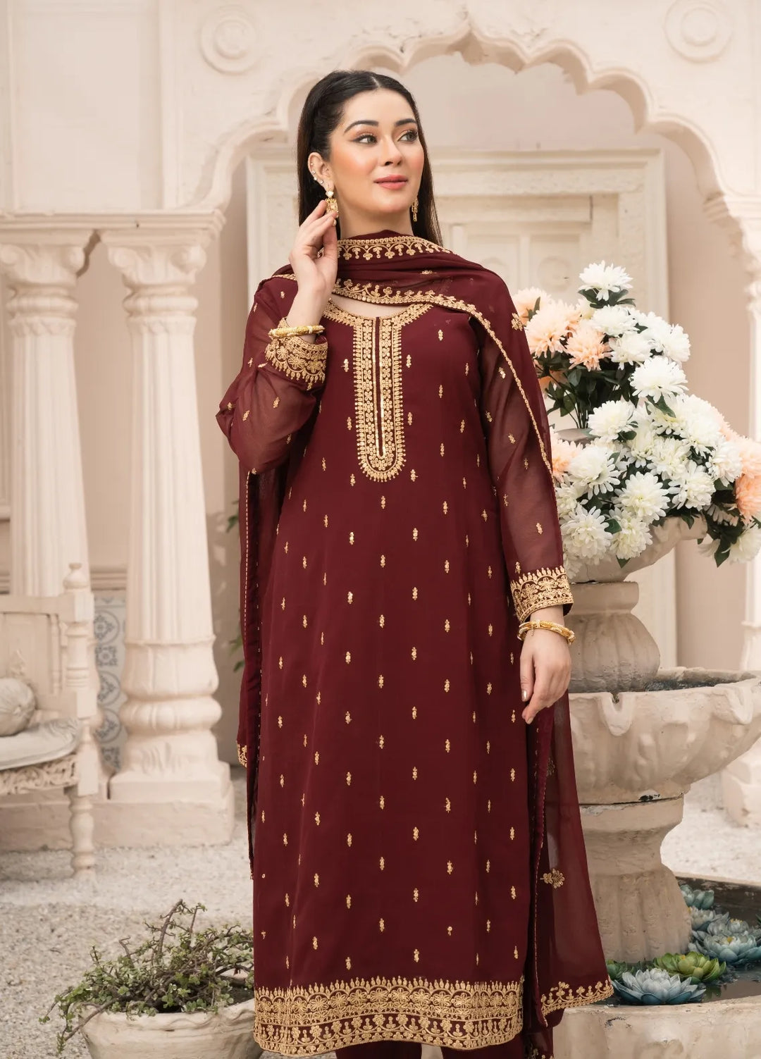 Abaan Zohan Pret Embroidered Chiffon 3 Piece Suit Ada