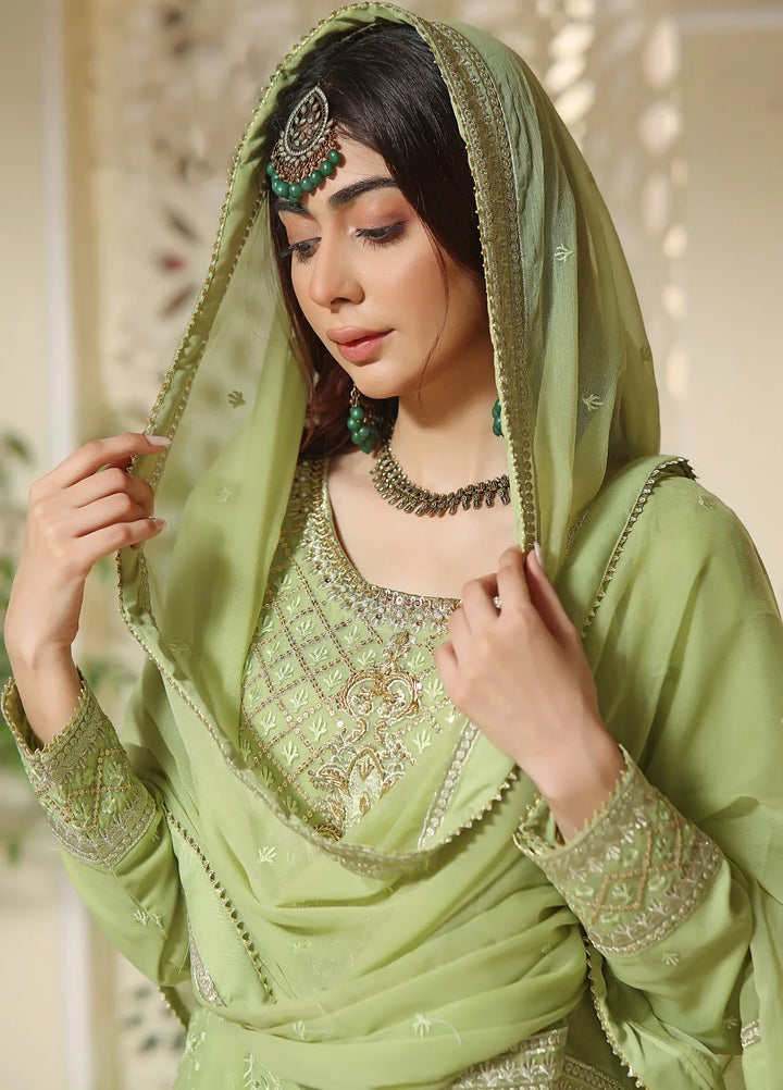 Abaan Zohan Pret Embroidered Chiffon 3 Piece Suit Mehraab Mint Green