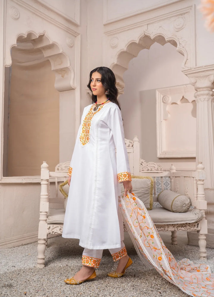 Abaan Zohan Pret Embroidered Raw Silk 3 Piece Suit Abr
