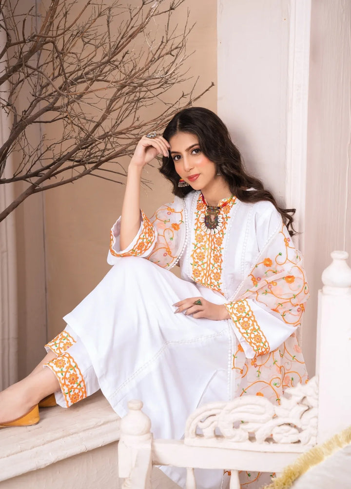 Abaan Zohan Pret Embroidered Raw Silk 3 Piece Suit Abr