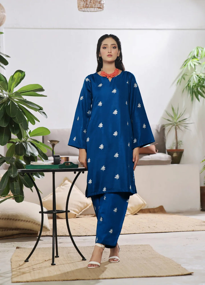Abaan Zohan Pret Embroidered Raw Silk 3 Piece Suit Akkas Peacock