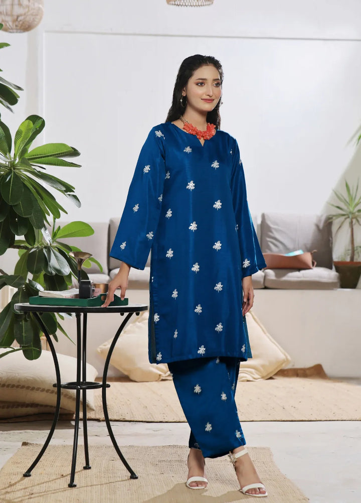 Abaan Zohan Pret Embroidered Raw Silk 3 Piece Suit Akkas Peacock