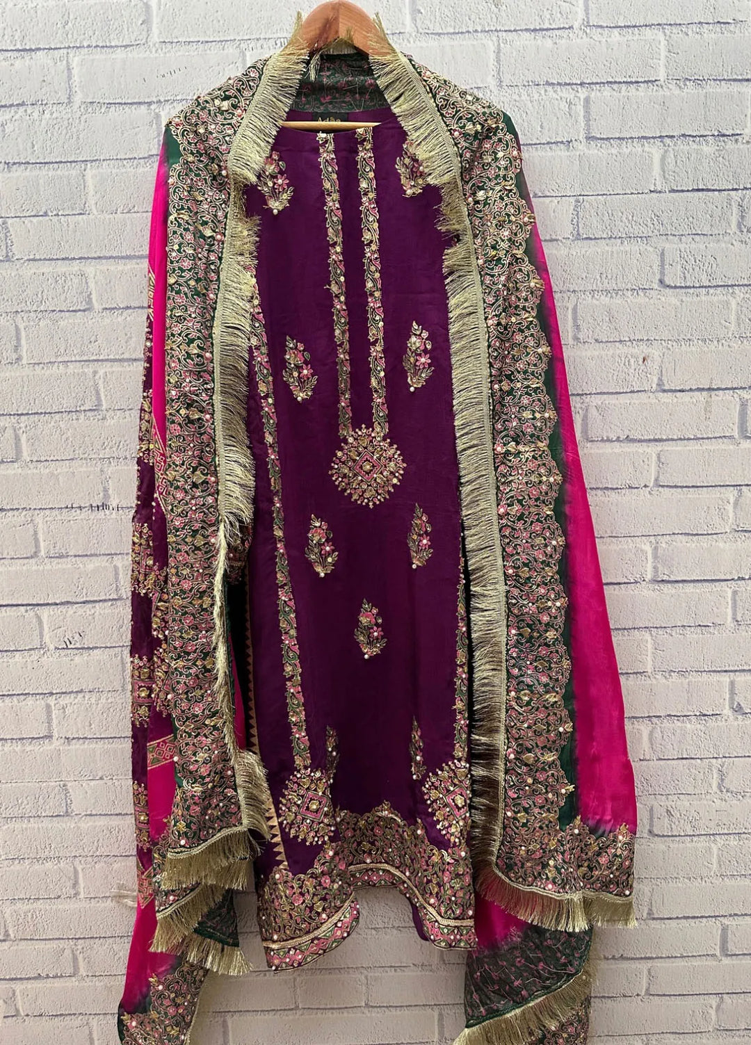 Adaa By Mahnoor Embroidered Raw Silk Suits Unstitched 3 Piece Mulberry - Festive Collection