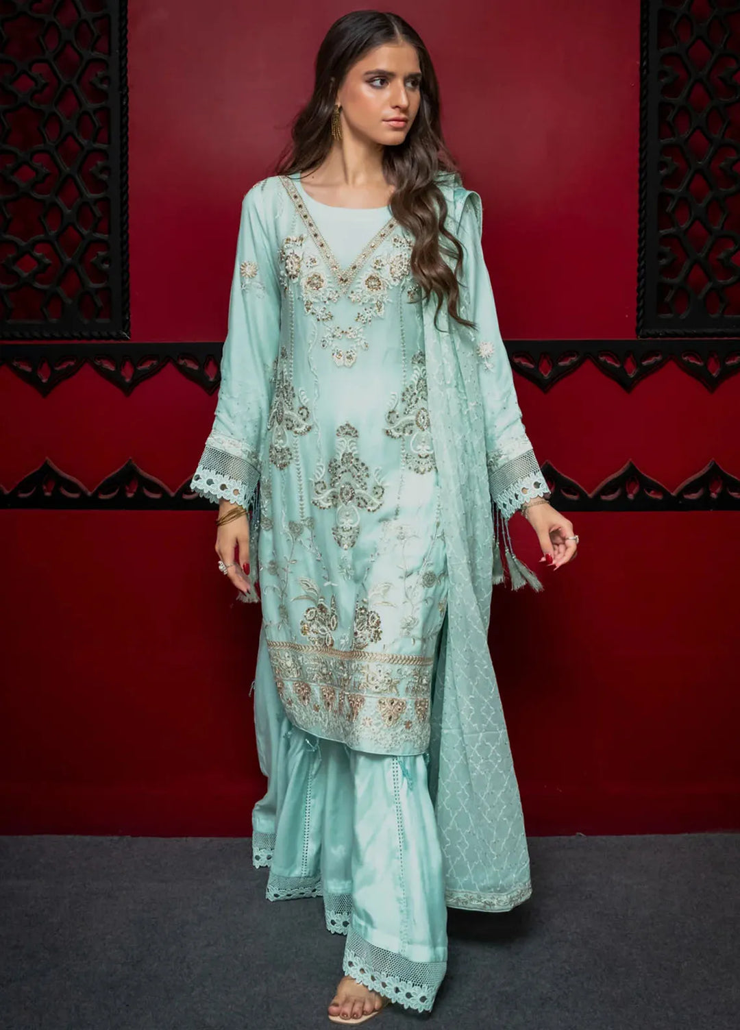 Adam Couture Pret Embroidered Chiffon 3 Piece Suit Gulnaz