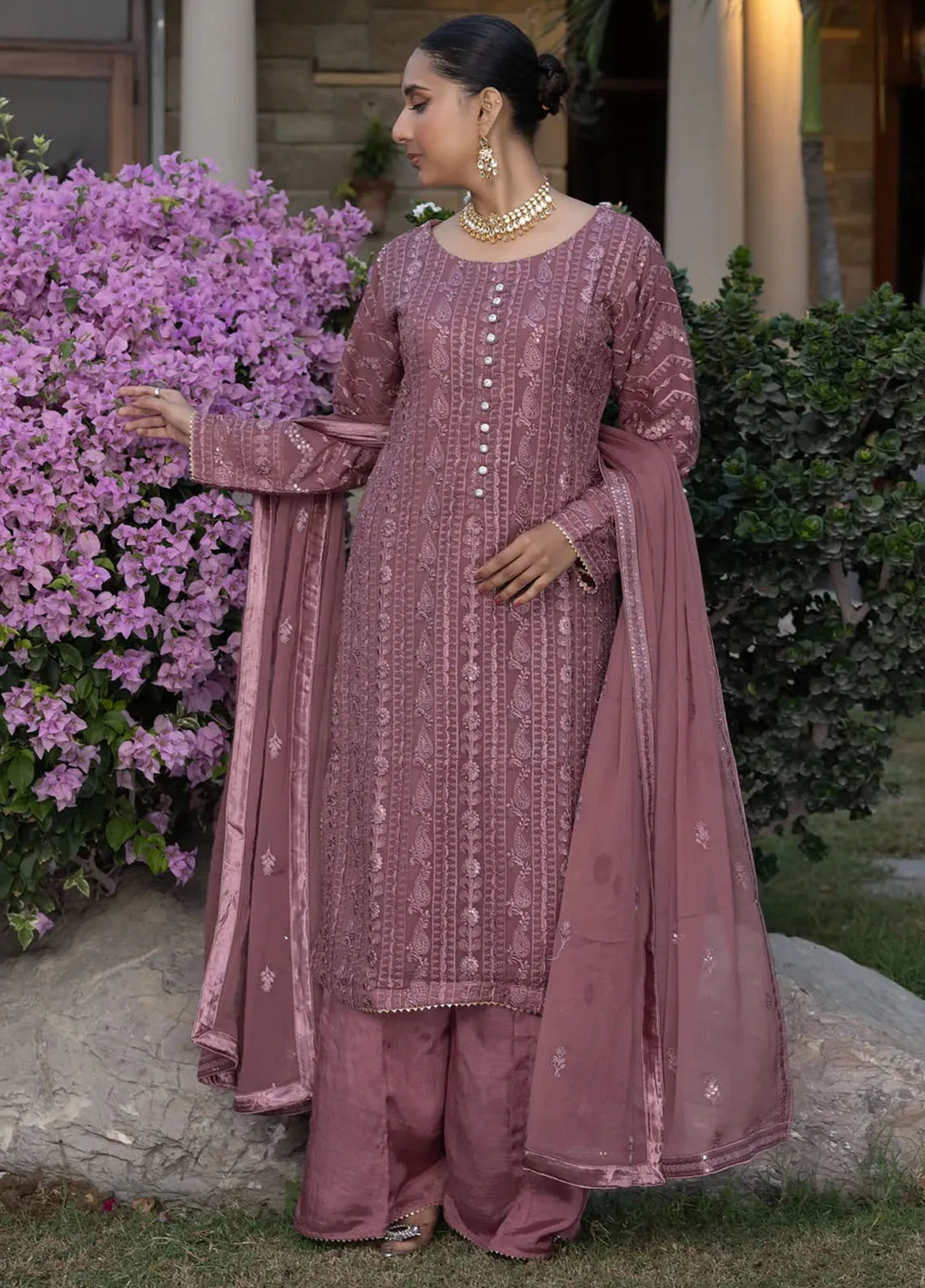Adams Couture Pret Embroidered Chiffon 3 Piece Suit Gulalai