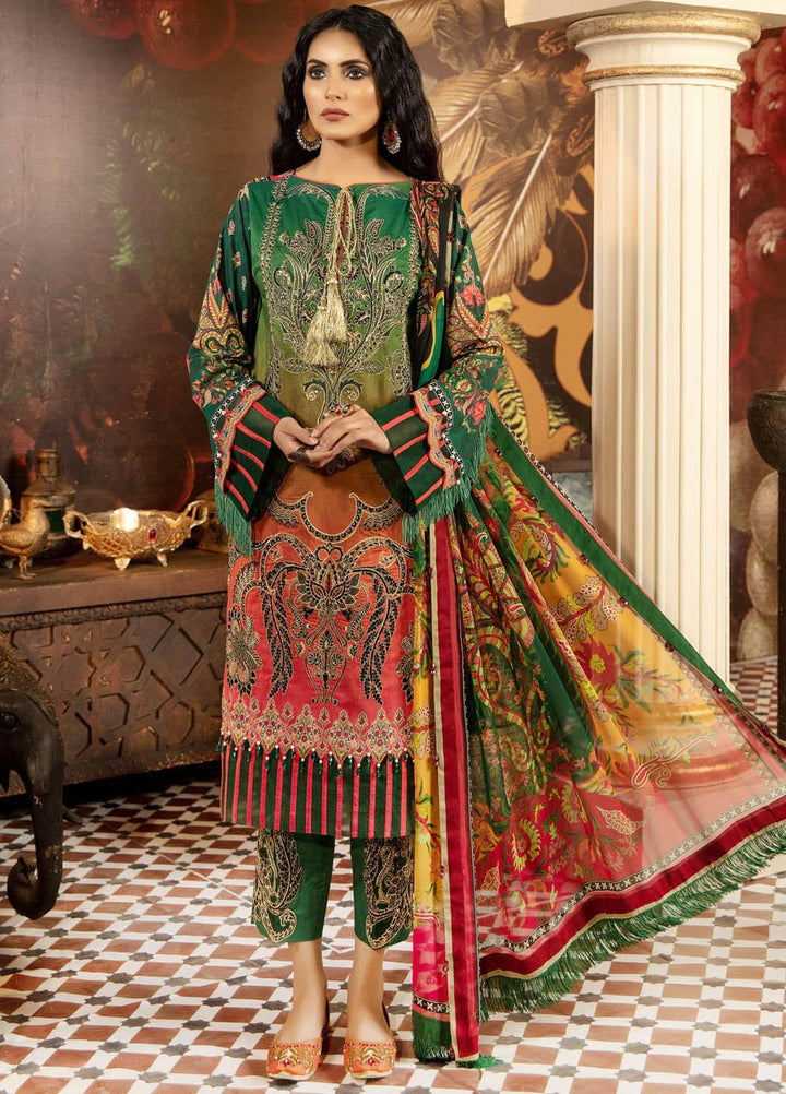 Adan's Libas Embroidered Lawn Suits Unstitched 3 Piece AL21EL D-02 - Summer Collection