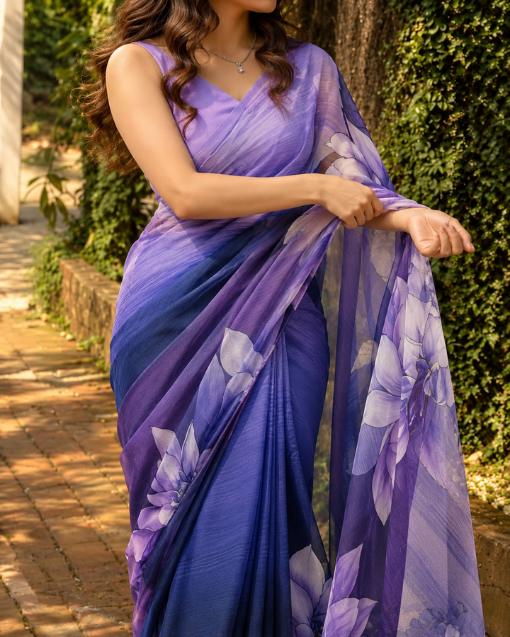Imran Aftab RTW Printed Chiffon Saree IASC-UF-17 - Festive Collection