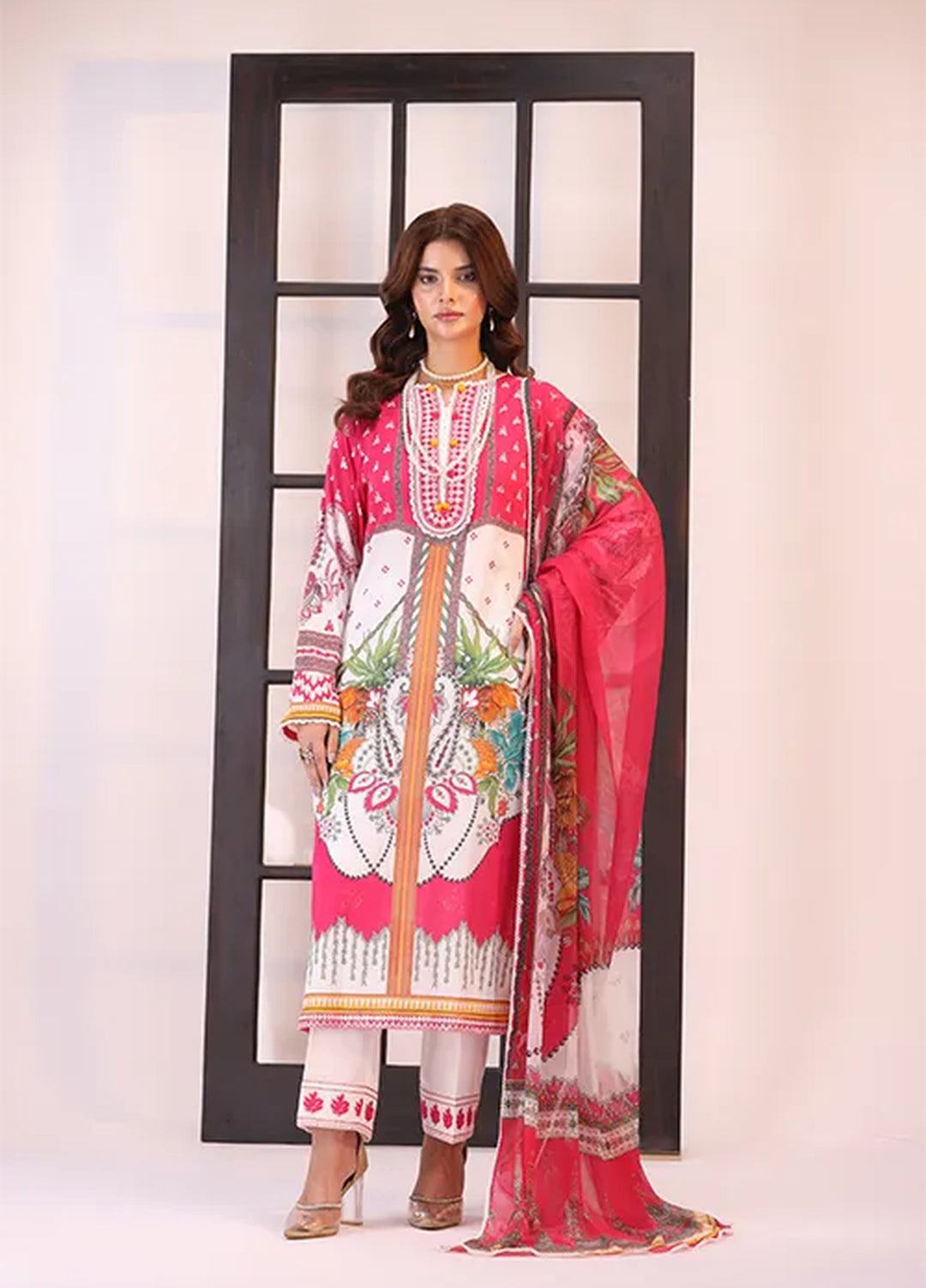 La Elise Women Unstitched Embroidered Lawn 3 Piece Suit 0001207 Sarah - Casual Collection