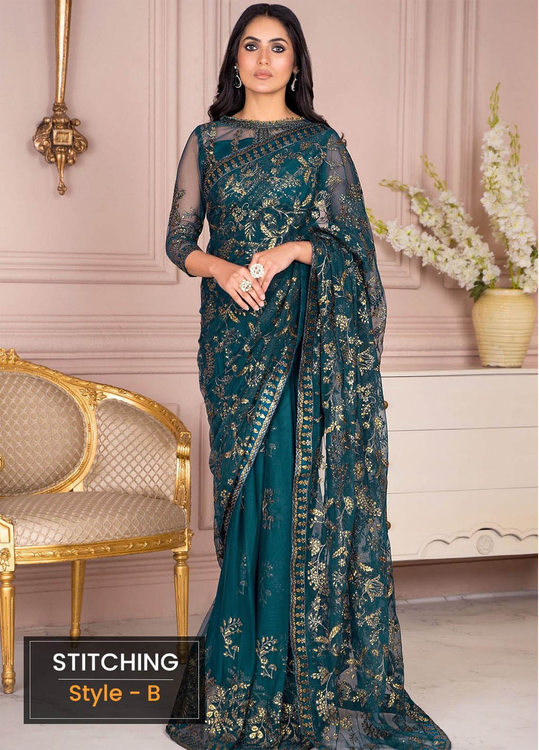 Afreen by Zarif Embroidered  Suits Unstitched 3 Piece ZF23A ZA-01 Evergreen - Formal Collection