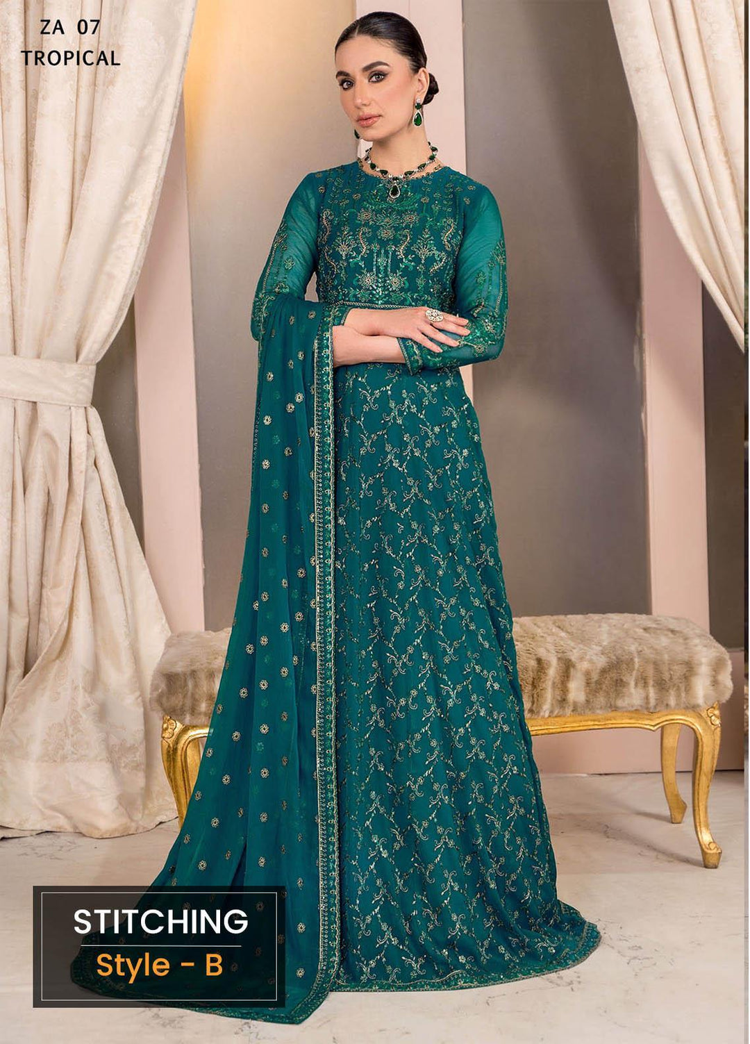 Afreen by Zarif Embroidered  Suits Unstitched 3 Piece ZF23A ZA-07 Tropical - Formal Collection