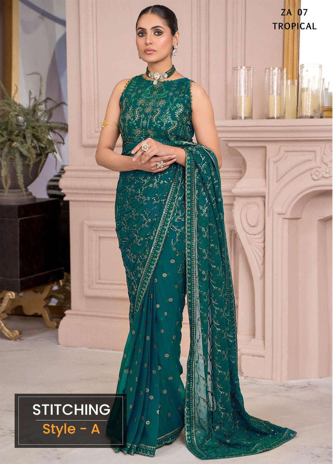 Afreen by Zarif Embroidered  Suits Unstitched 3 Piece ZF23A ZA-07 Tropical - Formal Collection