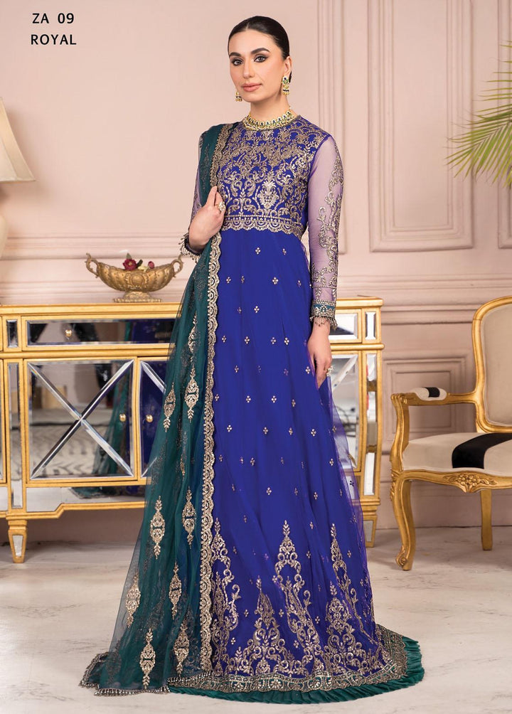 Afreen by Zarif Embroidered  Suits Unstitched 3 Piece ZF23A ZA-09 Royal - Formal Collection