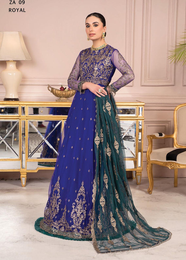 Afreen by Zarif Embroidered  Suits Unstitched 3 Piece ZF23A ZA-09 Royal - Formal Collection