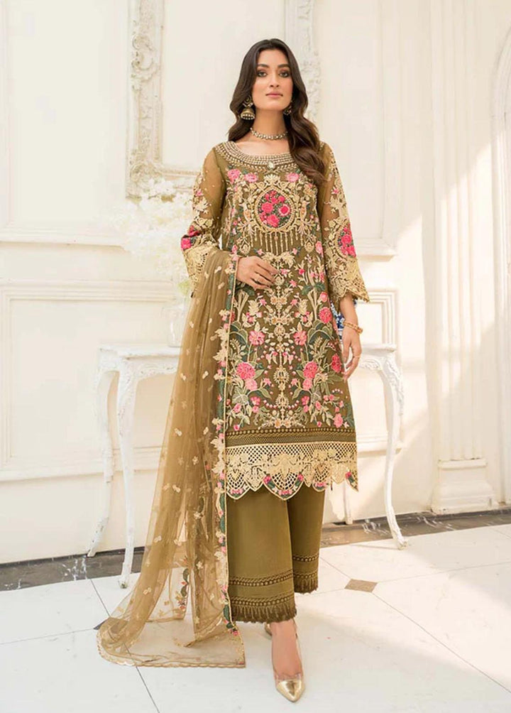 Afreenish by Aroshi Embroidered Organza Suits Unstitched 3 Piece ASH22A MARINA - Luxury Collection