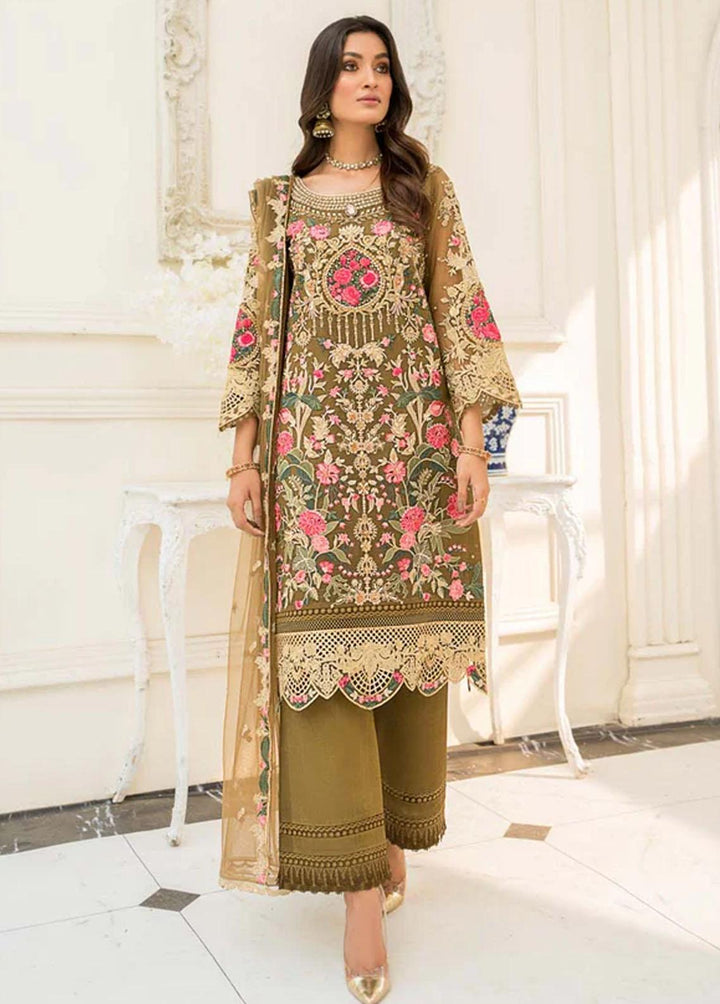 Afreenish by Aroshi Embroidered Organza Suits Unstitched 3 Piece ASH22A MARINA - Luxury Collection