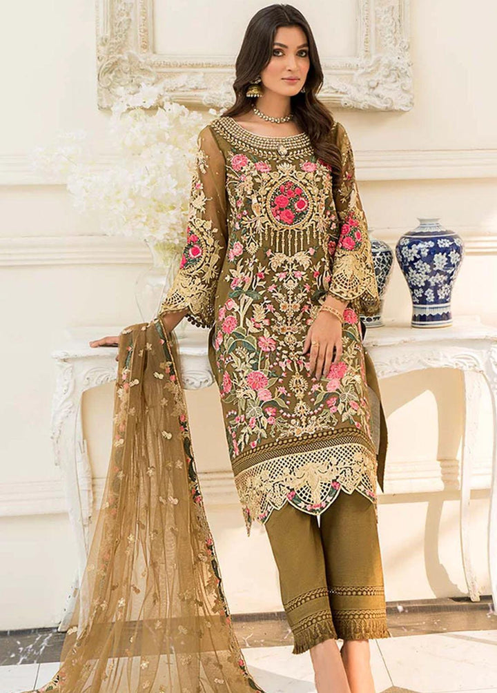 Afreenish by Aroshi Embroidered Organza Suits Unstitched 3 Piece ASH22A MARINA - Luxury Collection