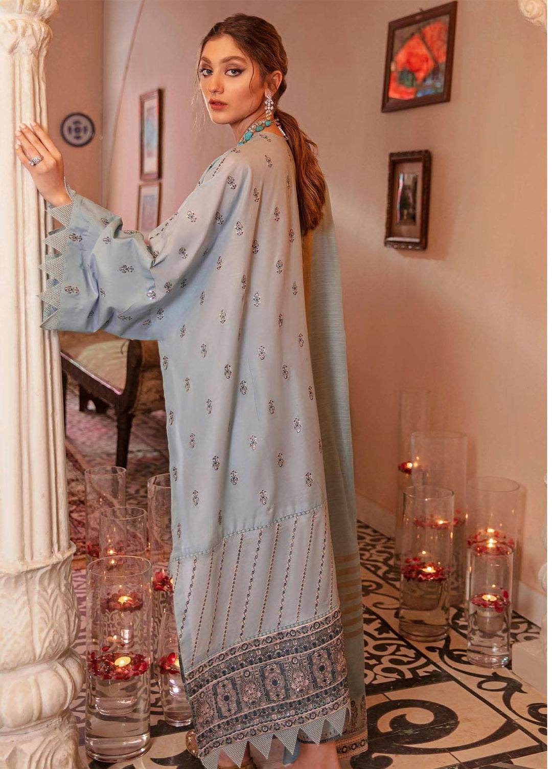 Gul Bahar By Afrozeh Embroidered Lawn Suits Unstitched 3 Piece AF21GB 03 Surmai - Festive Collection