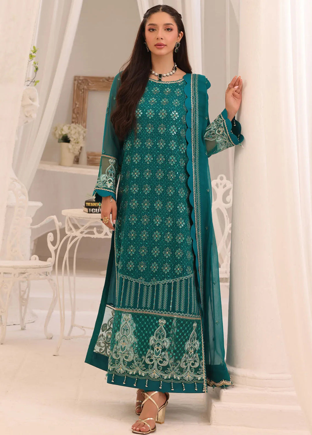 Afsana By Sheen Embroidered Chiffon Suit Unstitched 4 Piece SSL24A SLUA07 Bahar - Formal Collection