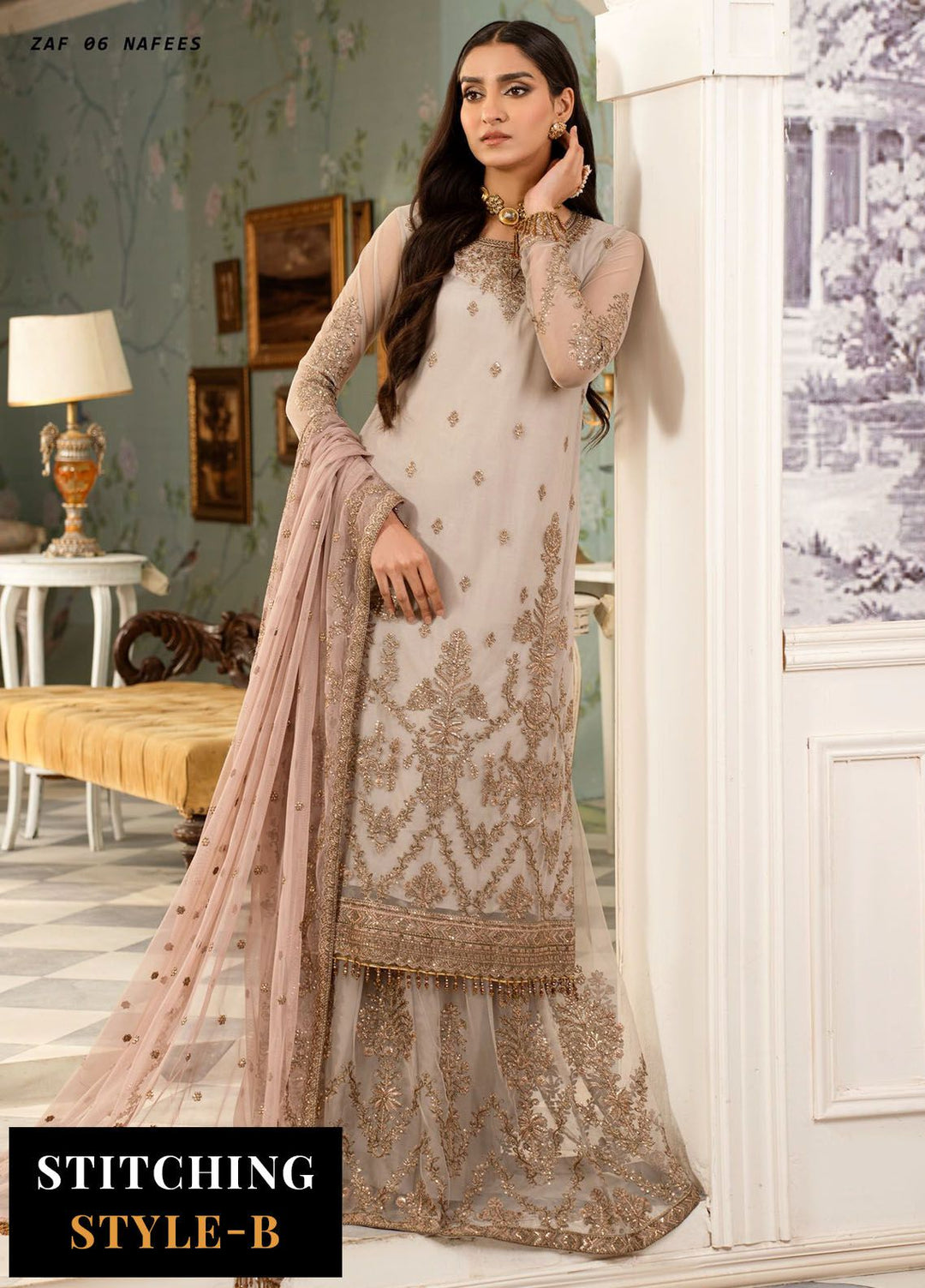 Afsanah by Zarif Embroidered  Suits Unstitched 3 Piece ZR25UF ZAF 06 Nafees - Formals Collection