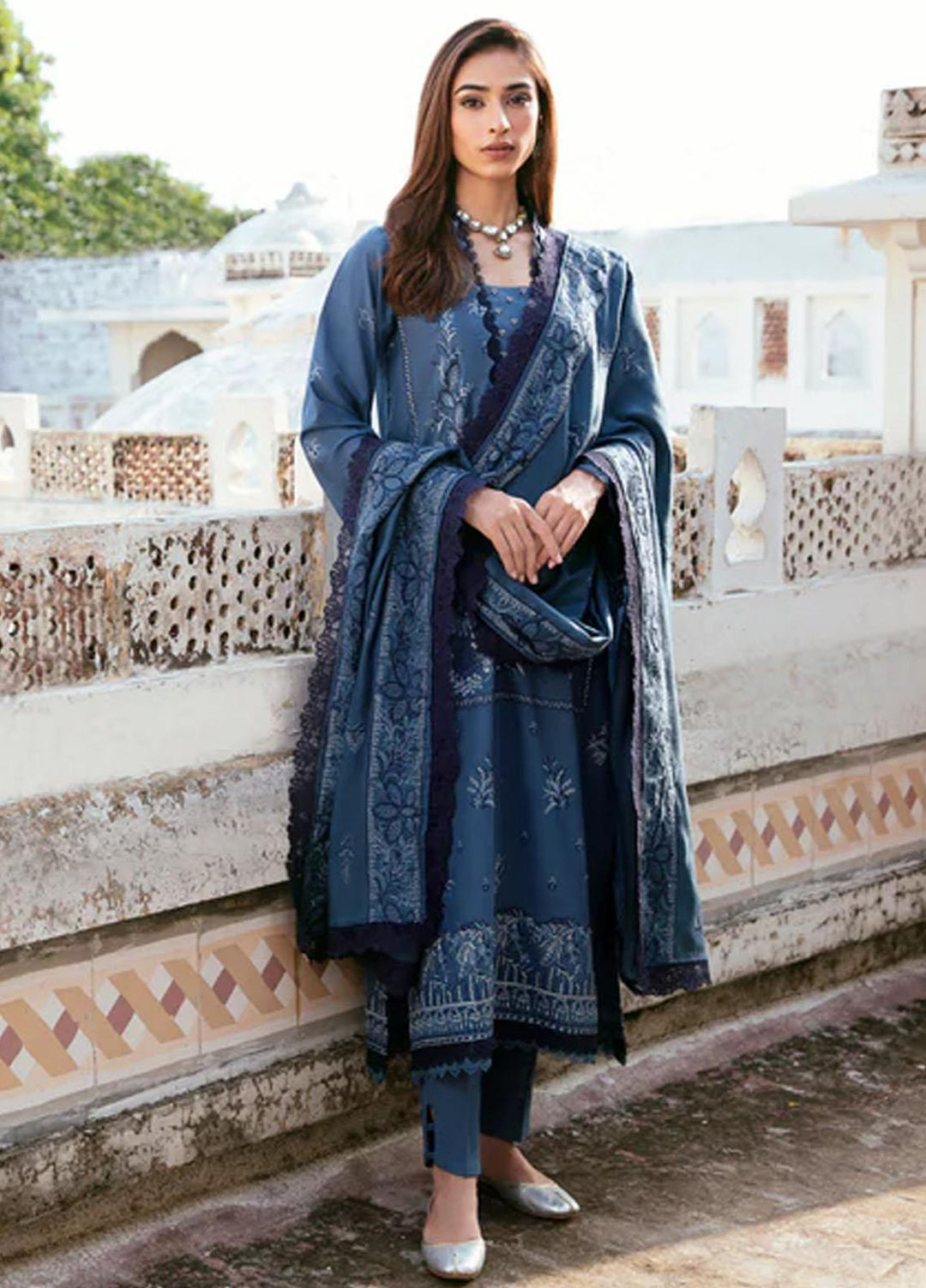 Afsanay By Florent Embroidered Khaddar Suits Unstitched 3 Piece FL23LCK FLK-3B - Winter Collection