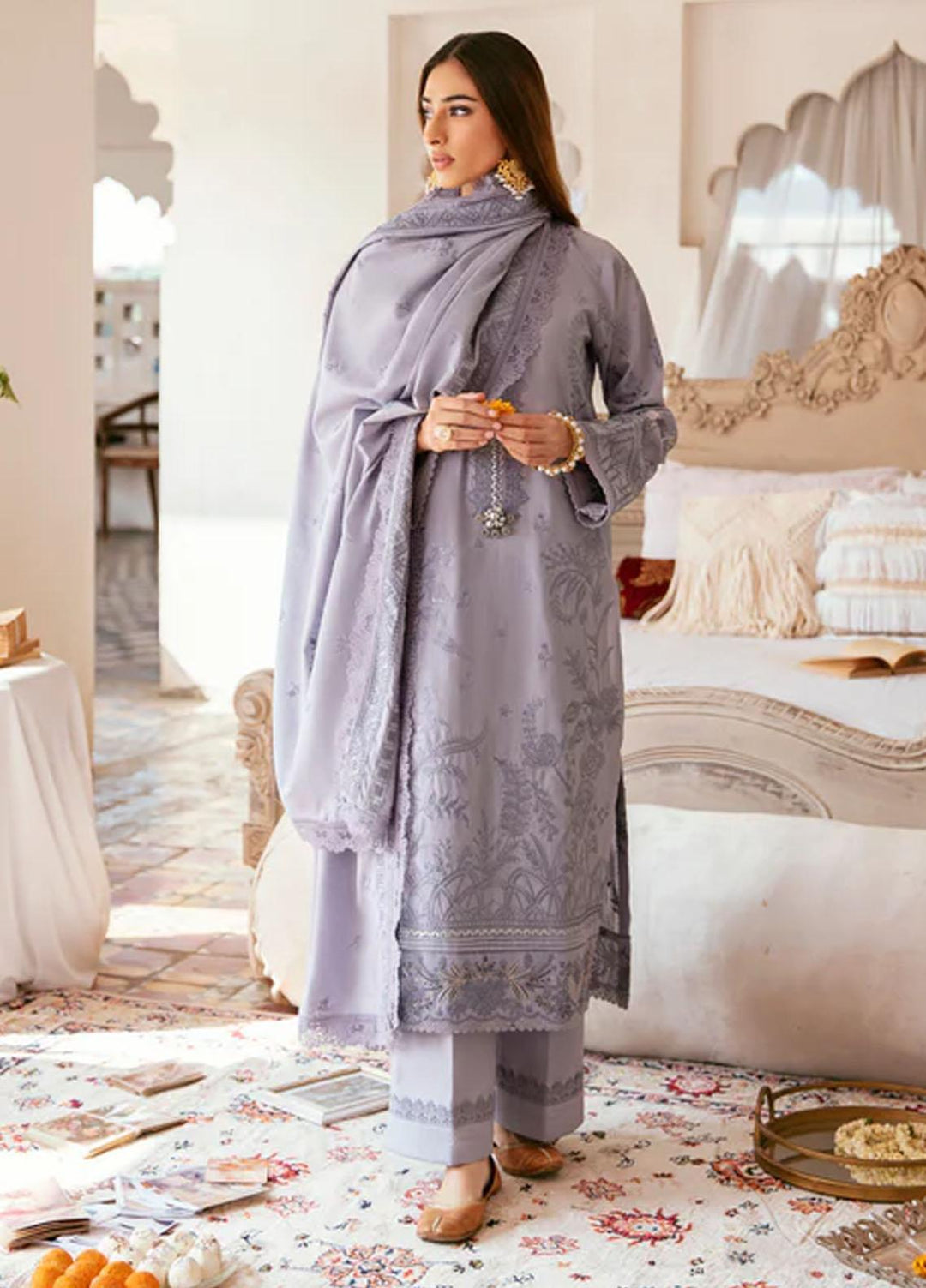 Afsanay By Florent Embroidered Khaddar Suits Unstitched 3 Piece FL23LCK FLK-8B - Winter Collection