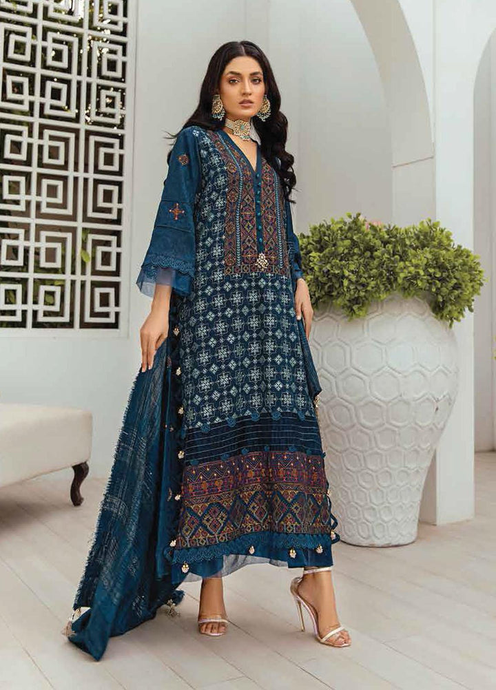 Afsaneh by Lala Textiles Embroidered Leather Peach Suits Unstitched 3 Piece LT22AFS Sodalite - Winter Collection