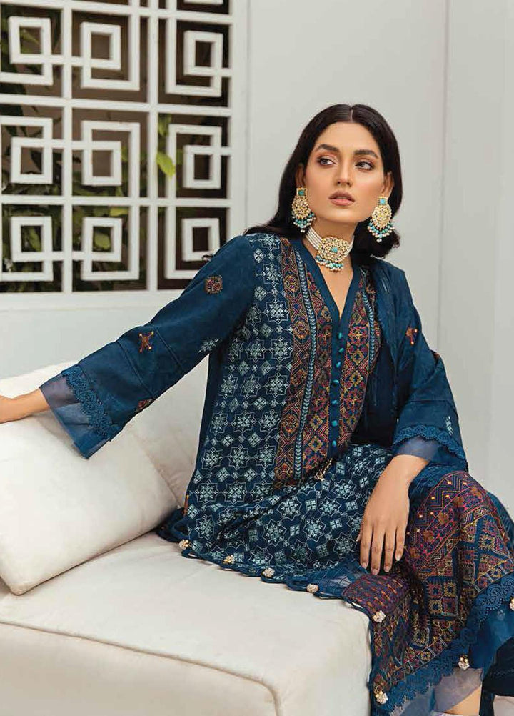 Afsaneh by Lala Textiles Embroidered Leather Peach Suits Unstitched 3 Piece LT22AFS Sodalite - Winter Collection