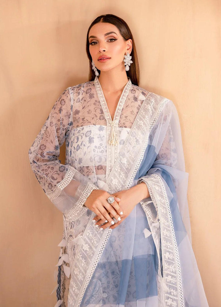 Afshan By Zoya & Fatima Embroidered Organza Suits Unstitched 4 Piece ZOF23A Sahiba - Eid Collection