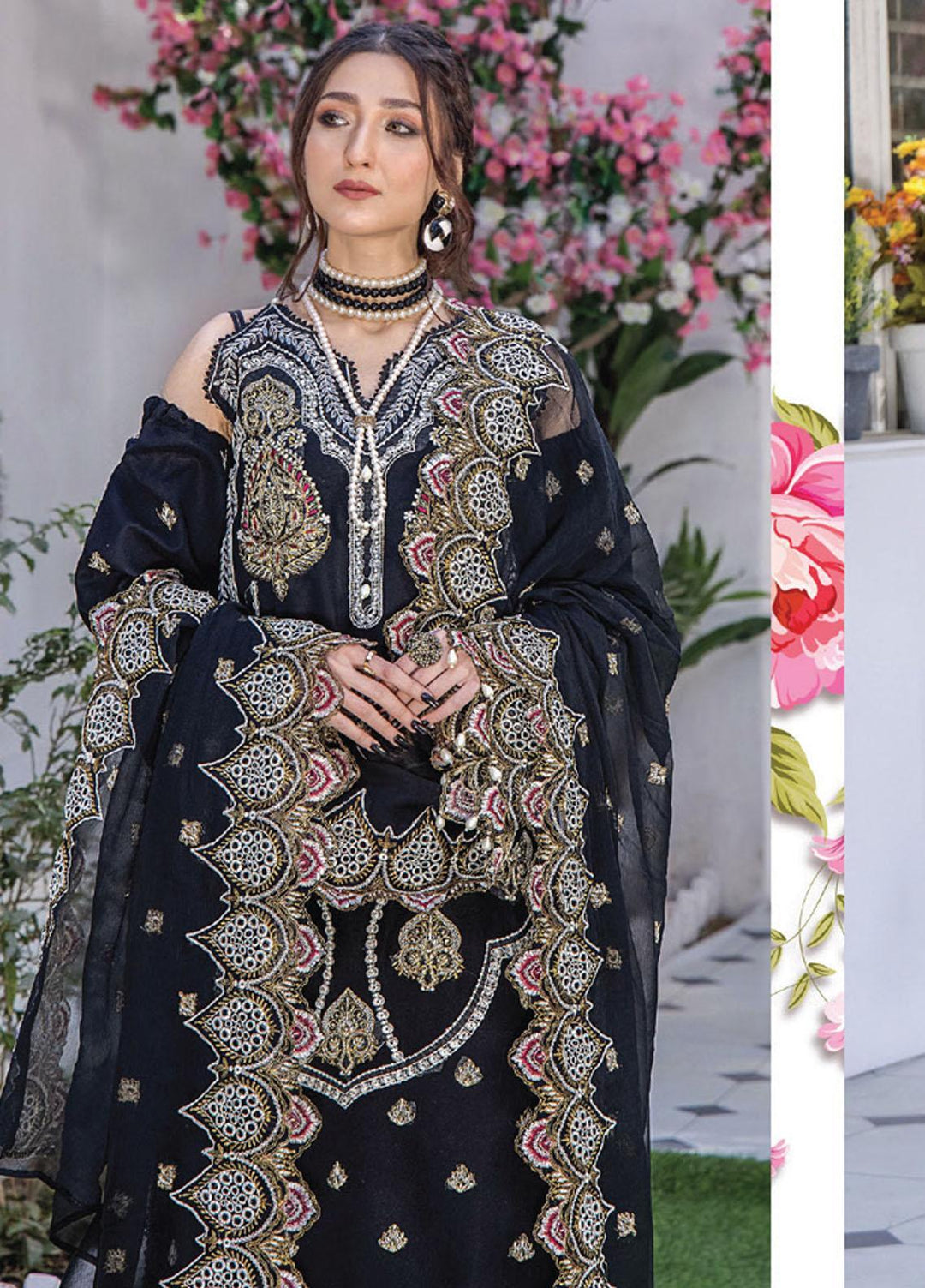 Afsoon By Humdum Embroidered Swiss Lawn Suits Unstitched 3 Piece HD23AF D4 - Summer Collection