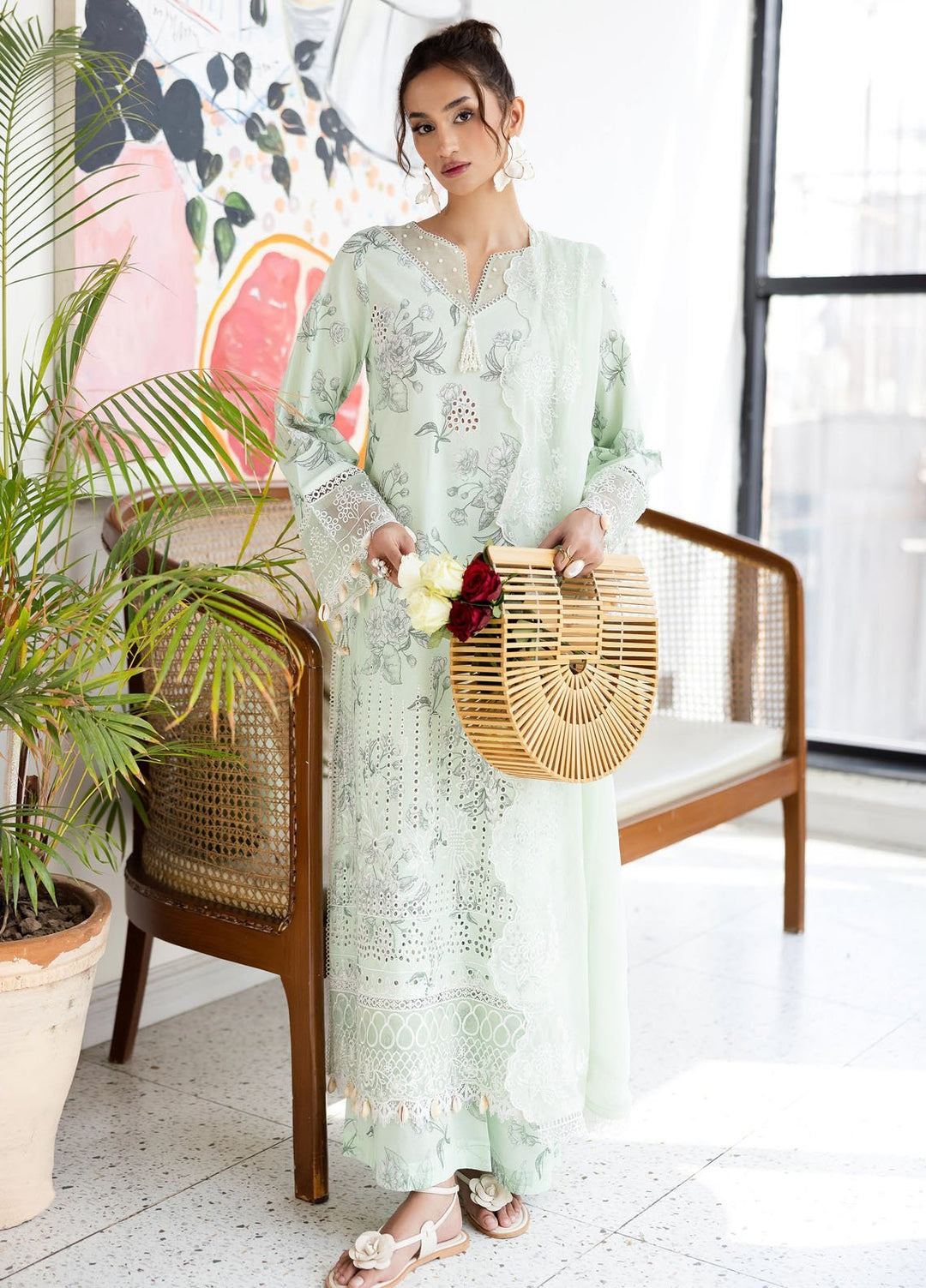 Afterhours by Mahnur Embroidered Lawn Suits Unstitched 3 Piece MN25AH D-4 Mint Mirage - Summer Collection