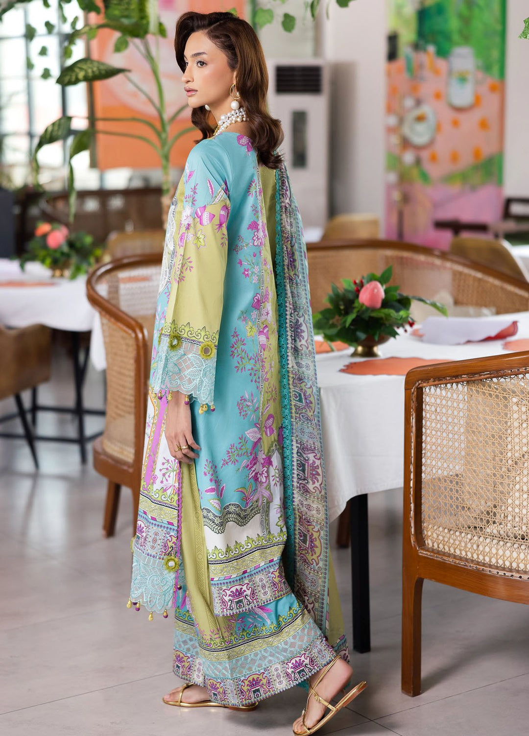 Afterhours by Mahnur Embroidered Lawn Suits Unstitched 3 Piece MN25AH D-7 Citrus Glow - Summer Collection