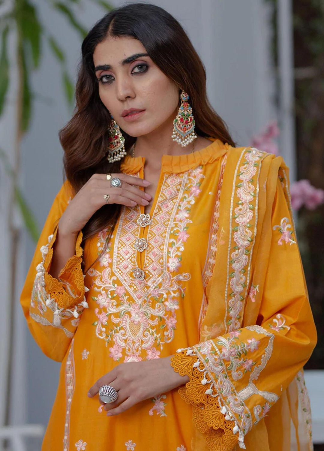 Agha Jaan Embroidered Lawn Suits Unstitched 3 Piece UR 06 - Festive Luxury Collection