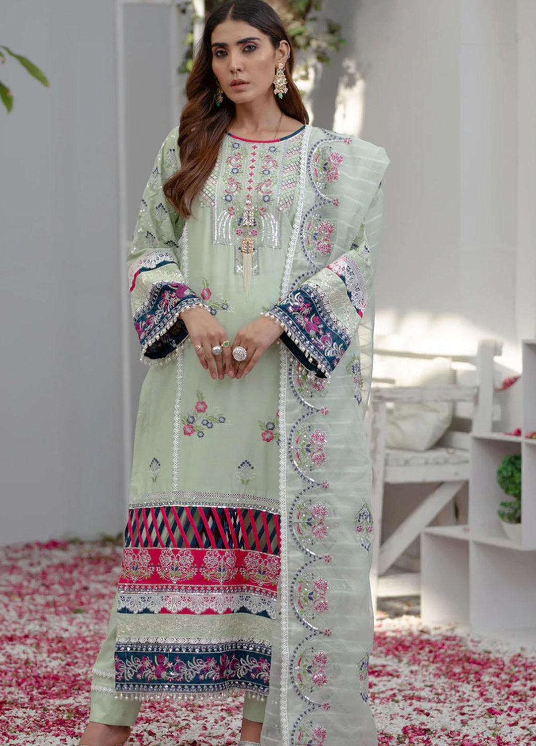 Agha Jaan Embroidered Lawn Suits Unstitched 3 Piece UR 08 - Festive Luxury Collection