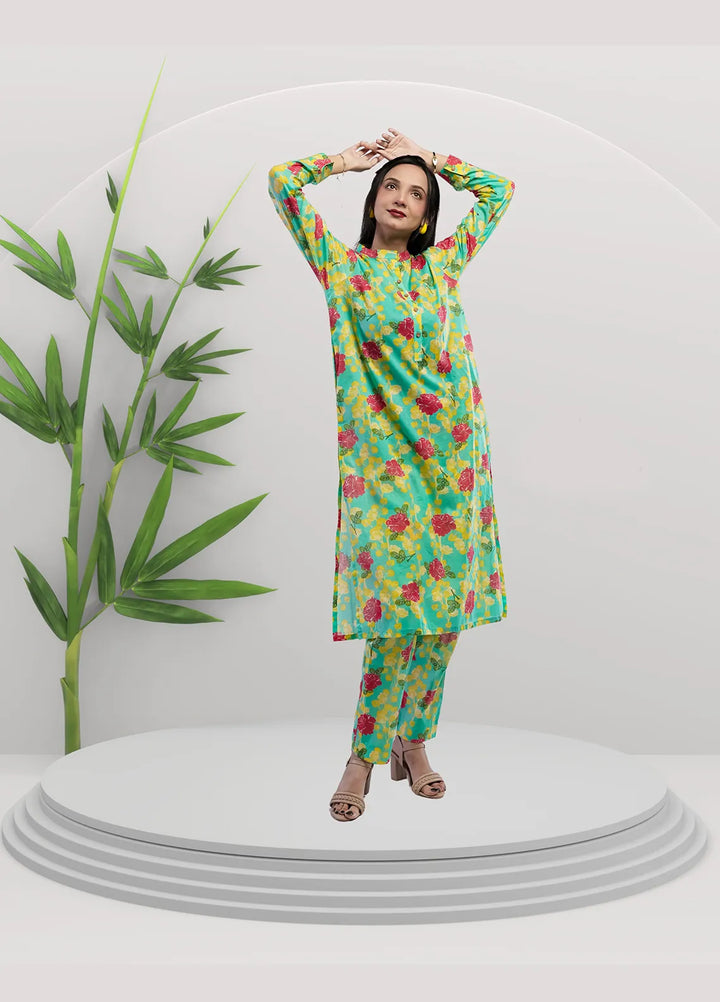 Ahlam by Safa Textiles Pret Cambric 2 Piece Suit Seafoam