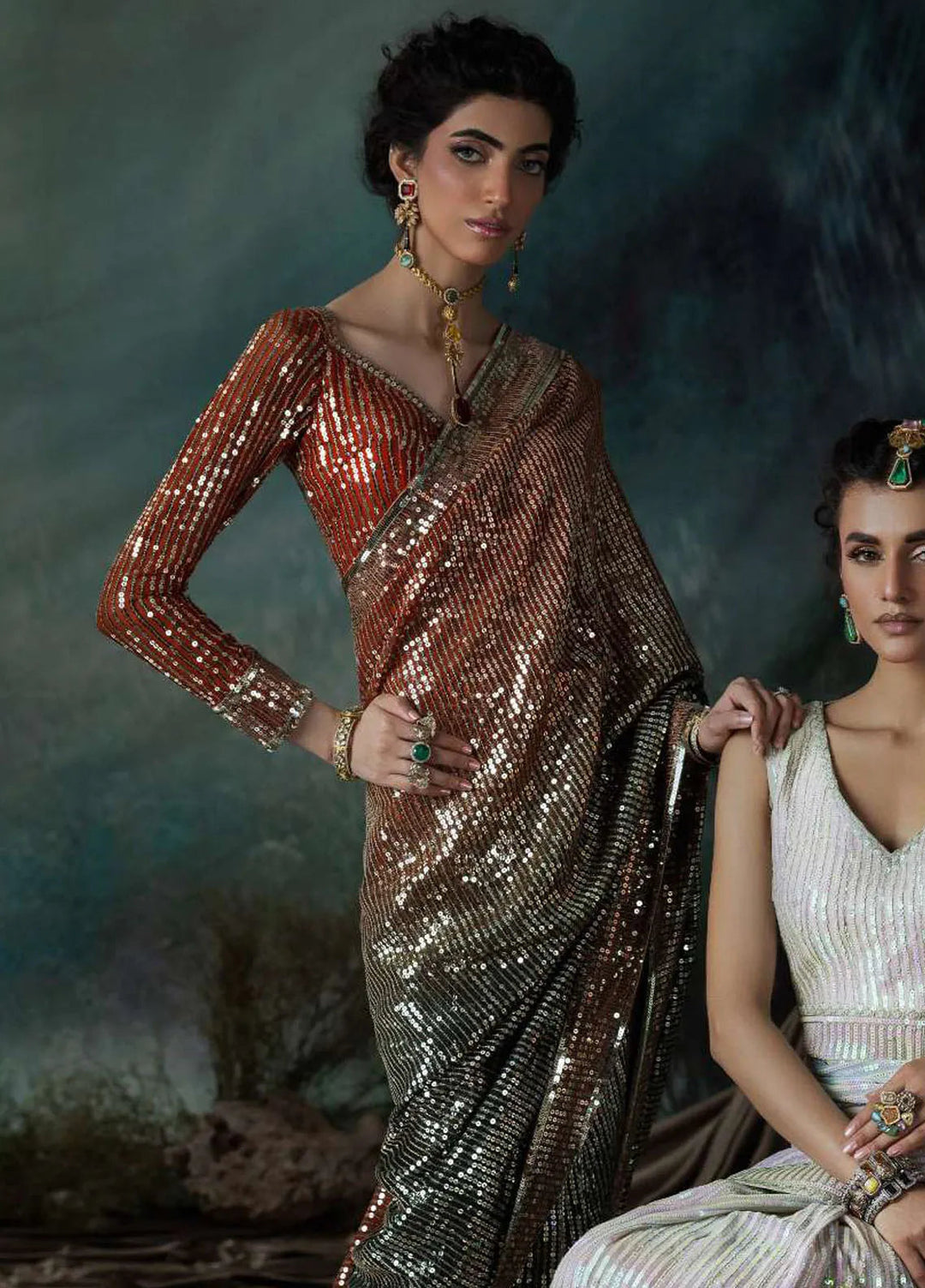 Aik Atelier Embroidered Chiffon Unstitched Saree D-02 - Festive Collection